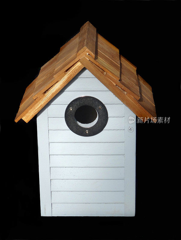 木制的蓝色海滩小屋巢箱/鸟类巢箱